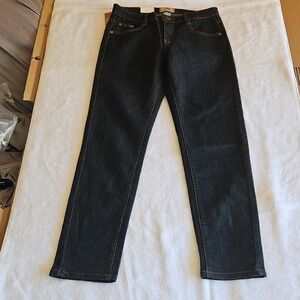 Daniel L Jeans Women's Navy‎ Straight Jeans Stretch Denim 5-Pocket Zip Button